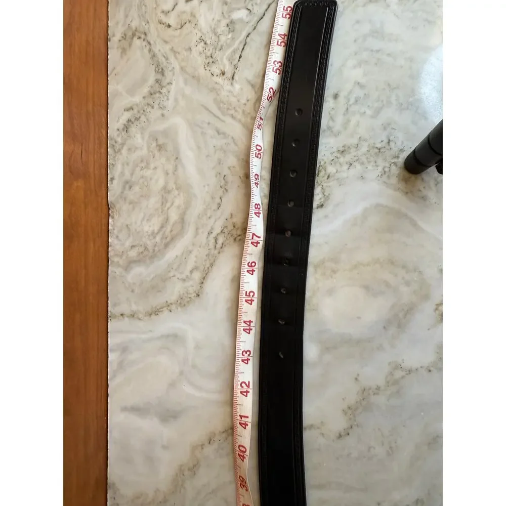 GP & Max Italian Leather Vera Pelle Wide Leather Statement Belt Black 130